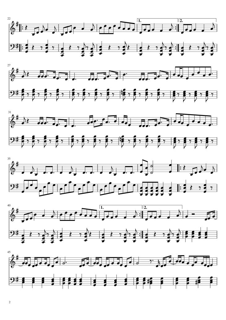 Page 2 of the piano sheet music PDF – Santa Tell Me Arianna Grande Sheet Piano by Samuelwycisk