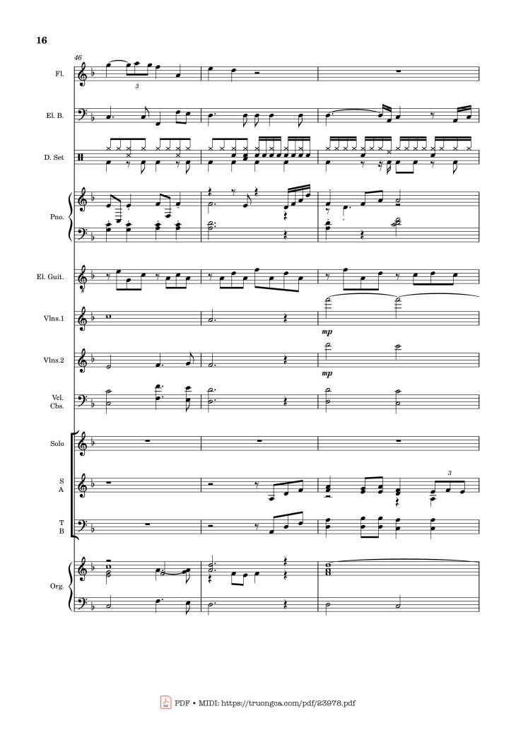 Page 16 of the piano sheet music PDF – MÙA ĐÔNG NĂM ẤY (hợp xướng) by Hoài Đức