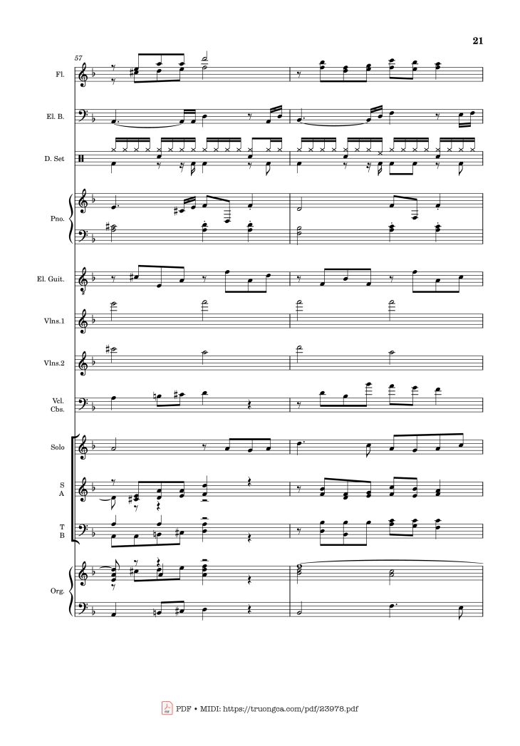 Page 21 of the piano sheet music PDF – MÙA ĐÔNG NĂM ẤY (hợp xướng) by Hoài Đức