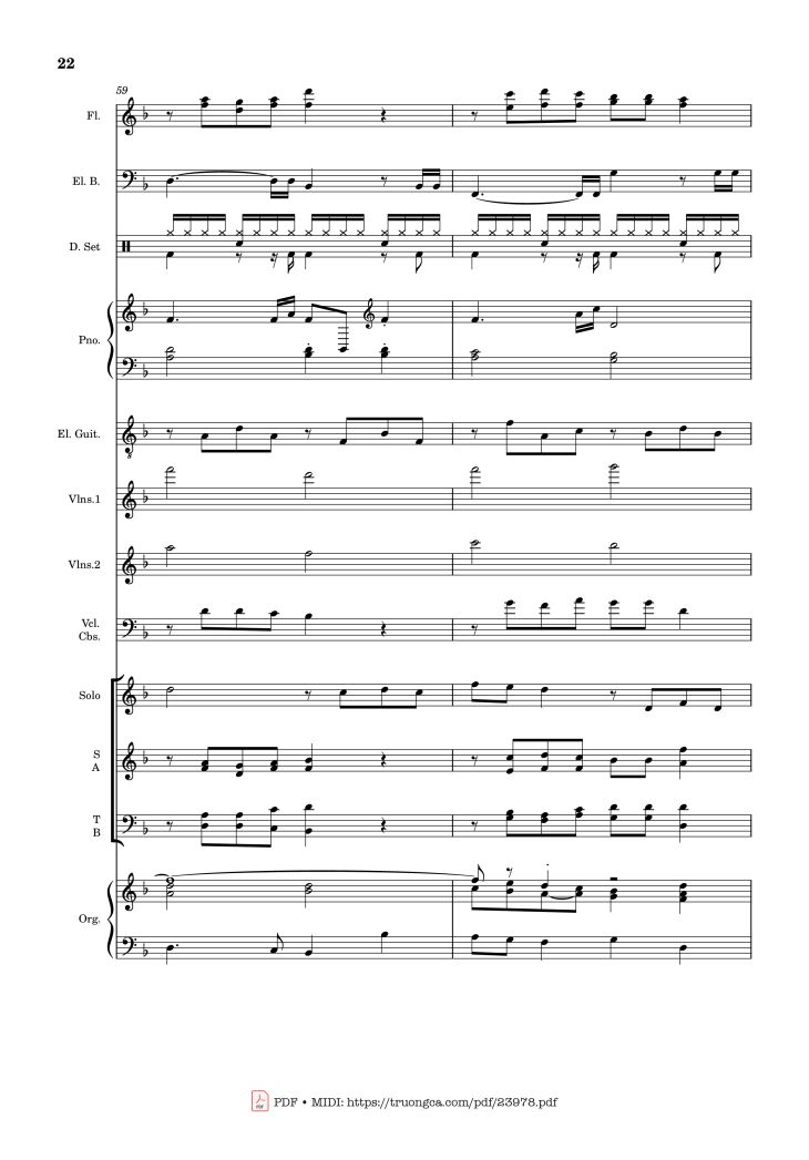 Page 22 of the piano sheet music PDF – MÙA ĐÔNG NĂM ẤY (hợp xướng) by Hoài Đức