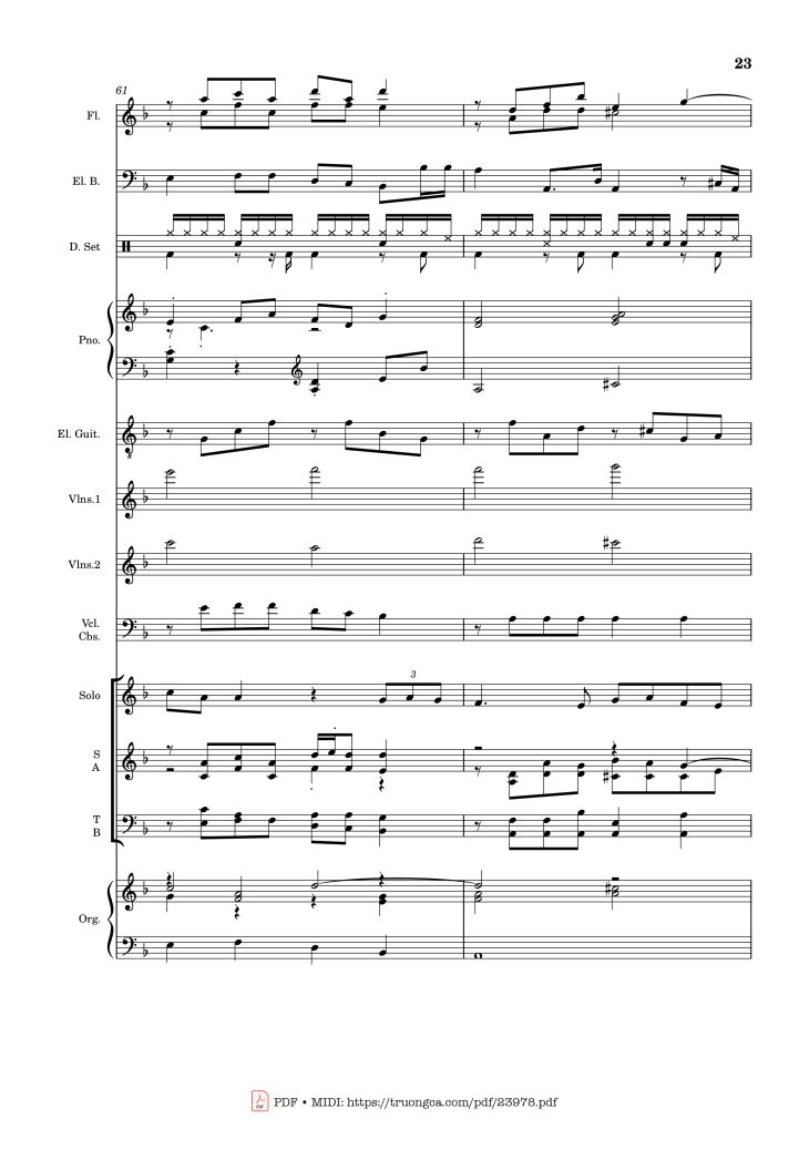 Page 23 of the piano sheet music PDF – MÙA ĐÔNG NĂM ẤY (hợp xướng) by Hoài Đức