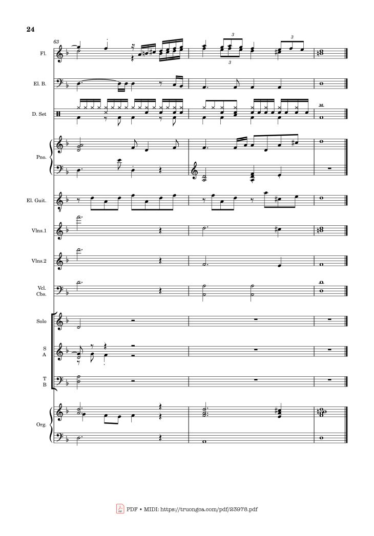 Page 24 of the piano sheet music PDF – MÙA ĐÔNG NĂM ẤY (hợp xướng) by Hoài Đức