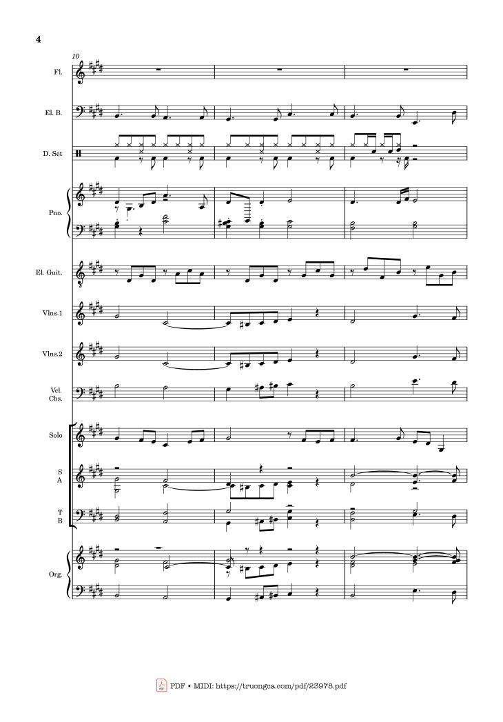 Page 4 of the piano sheet music PDF – MÙA ĐÔNG NĂM ẤY (hợp xướng) by Hoài Đức