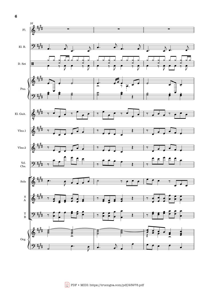 Page 6 of the piano sheet music PDF – MÙA ĐÔNG NĂM ẤY (hợp xướng) by Hoài Đức