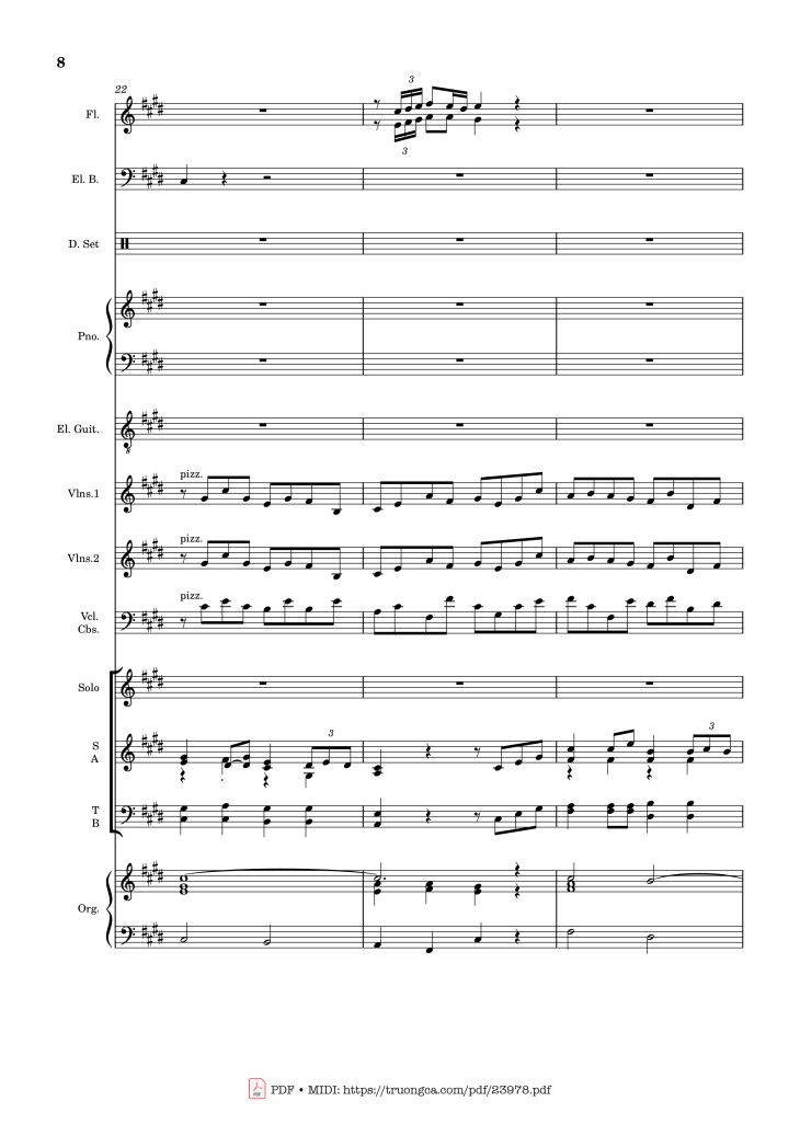 Page 8 of the piano sheet music PDF – MÙA ĐÔNG NĂM ẤY (hợp xướng) by Hoài Đức