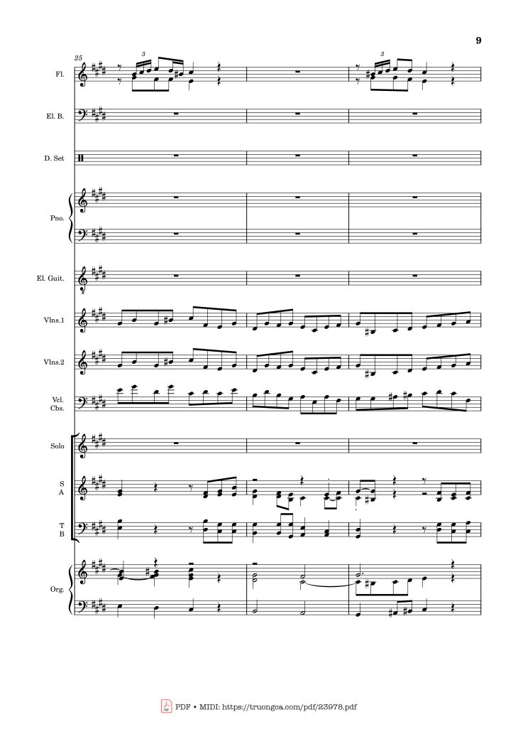 Page 9 of the piano sheet music PDF – MÙA ĐÔNG NĂM ẤY (hợp xướng) by Hoài Đức
