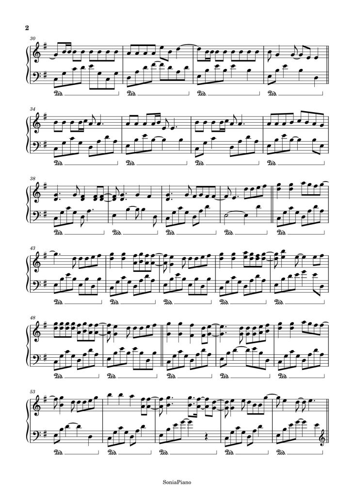 Page 2 of the piano sheet music PDF Piano – Haru Haru Sheet Piano by Full Version