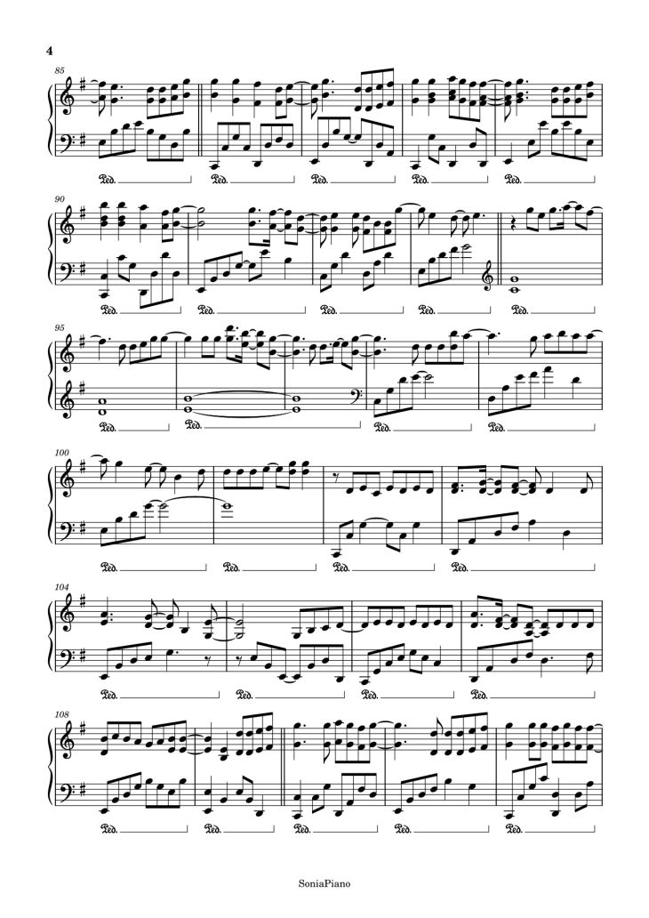 Page 4 of the piano sheet music PDF Piano – Haru Haru Sheet Piano by Full Version