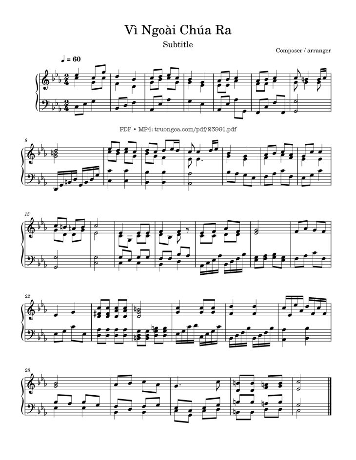 Page 1 of the piano sheet music PDF Piano – Vì Ngoài Chúa Ra Sheet Piano by Phùng Minh Mẫn