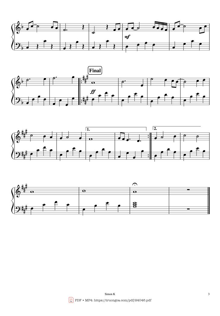 Page 3 of the piano sheet music PDF Piano – My Heart Will Go on Piano Easy by Céline Dion