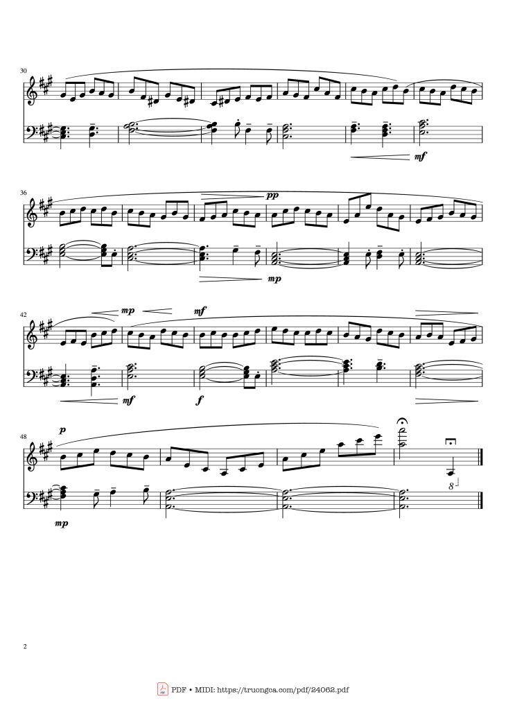 Page 2 of the piano sheet music PDF – O Holy Night Sheet Piano by Amw1296