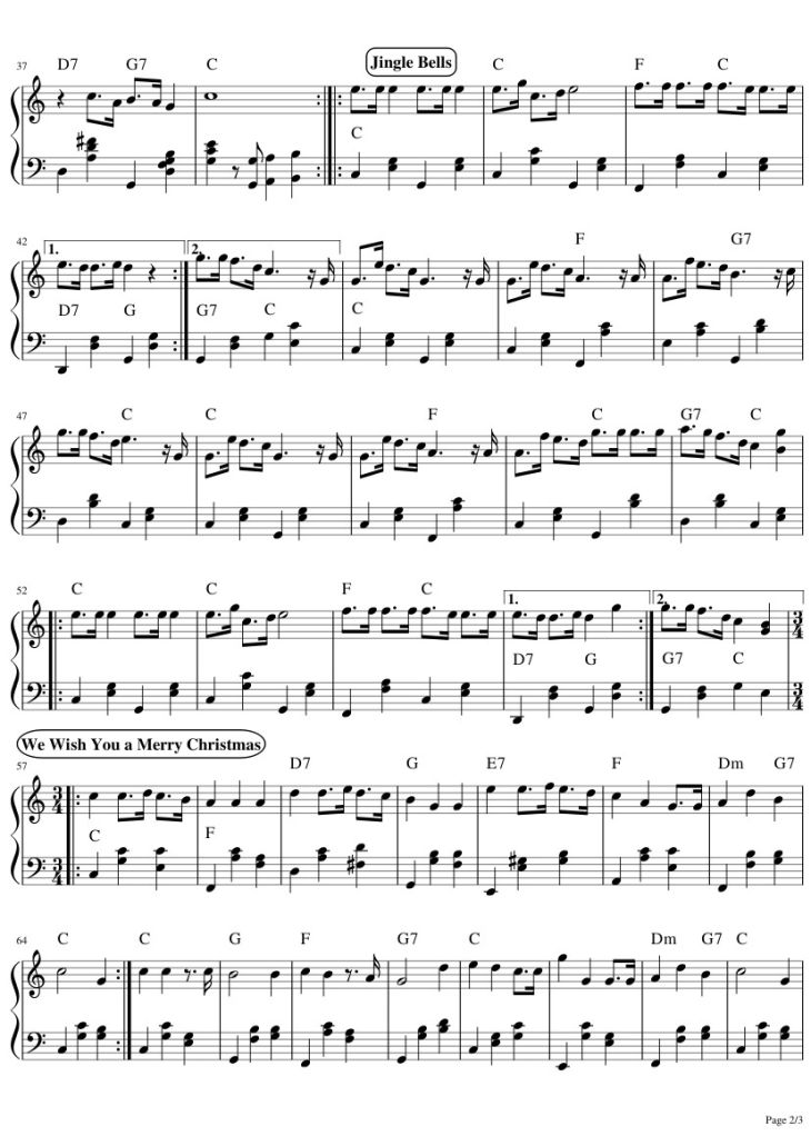 Page 2 of the piano sheet music PDF – Mini Christmas Medley Sheet Piano by ReVl27