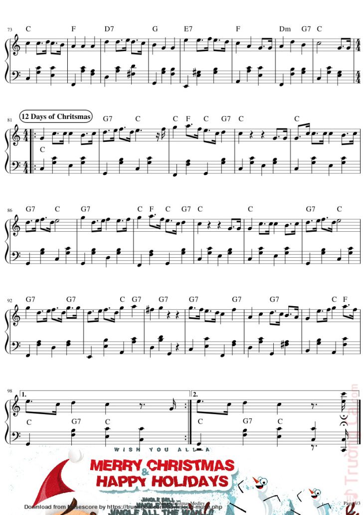 Page 3 of the piano sheet music PDF – Mini Christmas Medley Sheet Piano by ReVl27