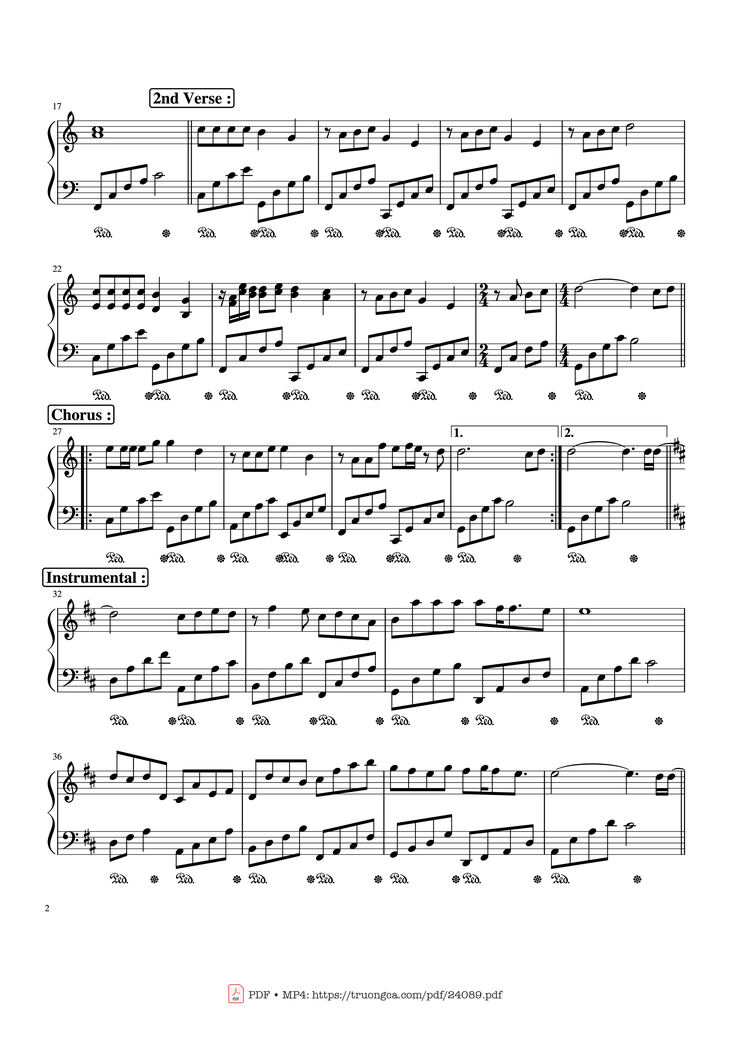 Page 2 of the piano sheet music PDF – Beautiful In White Sheet Piano by WestLife