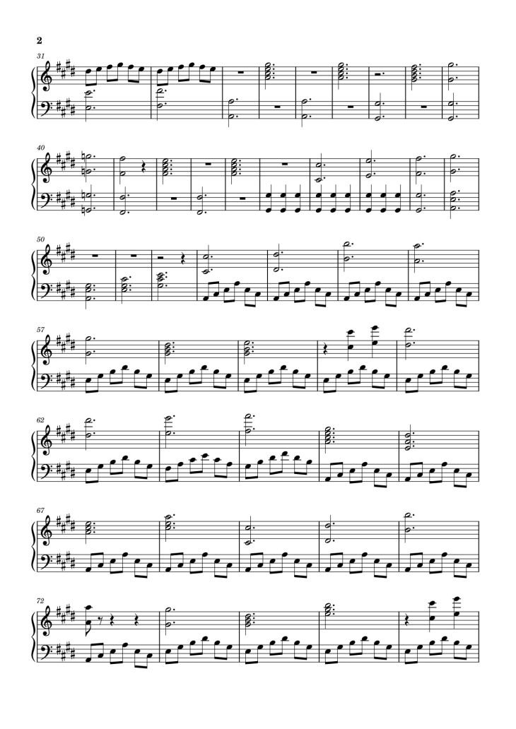 Page 2 of the piano sheet music PDF – Golden Hour Sheet Piano by Inkkarutat