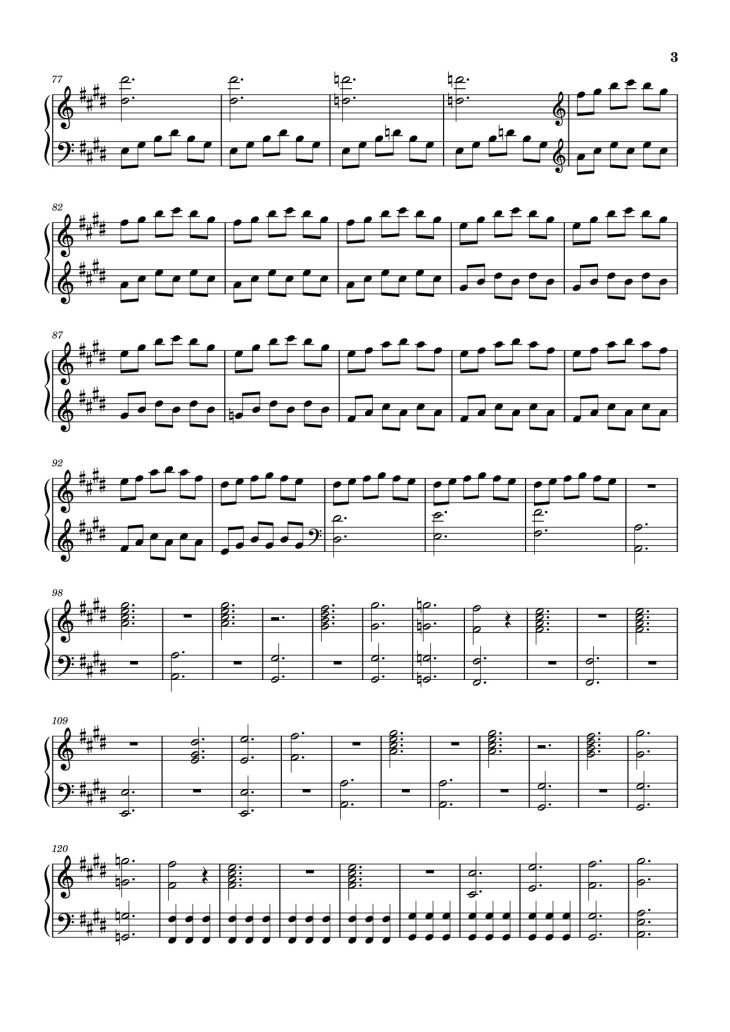 Page 3 of the piano sheet music PDF – Golden Hour Sheet Piano by Inkkarutat
