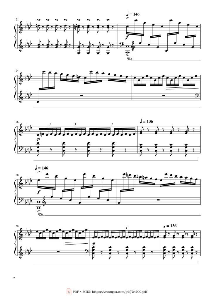 Page 2 of the piano sheet music PDF – Winter - Vivaldi (Rousseau Version Original) Sheet Piano by Antonio Vivaldi