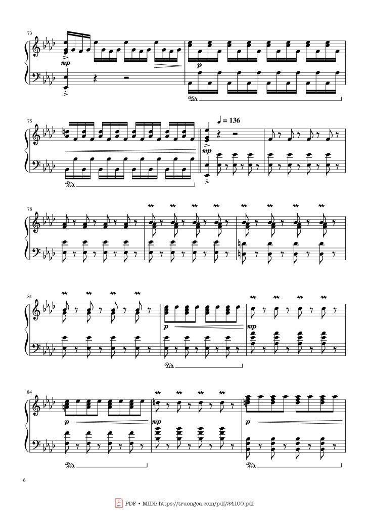 Page 6 of the piano sheet music PDF – Winter - Vivaldi (Rousseau Version Original) Sheet Piano by Antonio Vivaldi