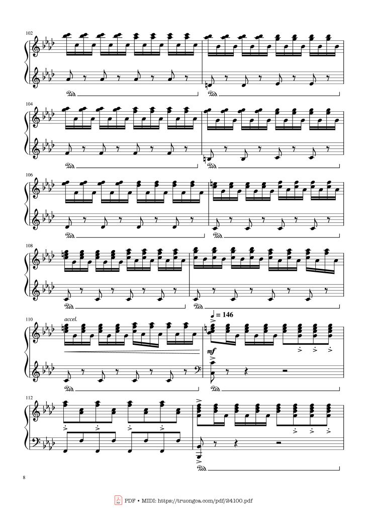 Page 8 of the piano sheet music PDF – Winter - Vivaldi (Rousseau Version Original) Sheet Piano by Antonio Vivaldi