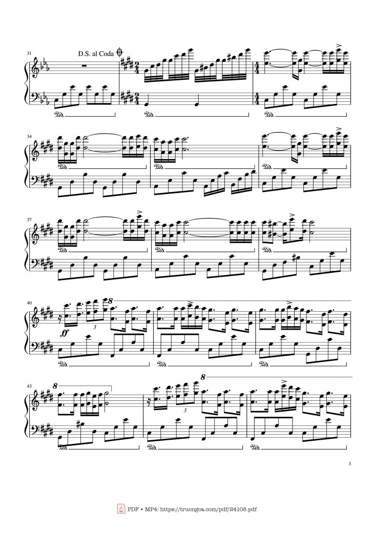 Page 3 of the piano sheet music PDF – Hungarian Sonata Sheet Piano by Franklin Hoàng