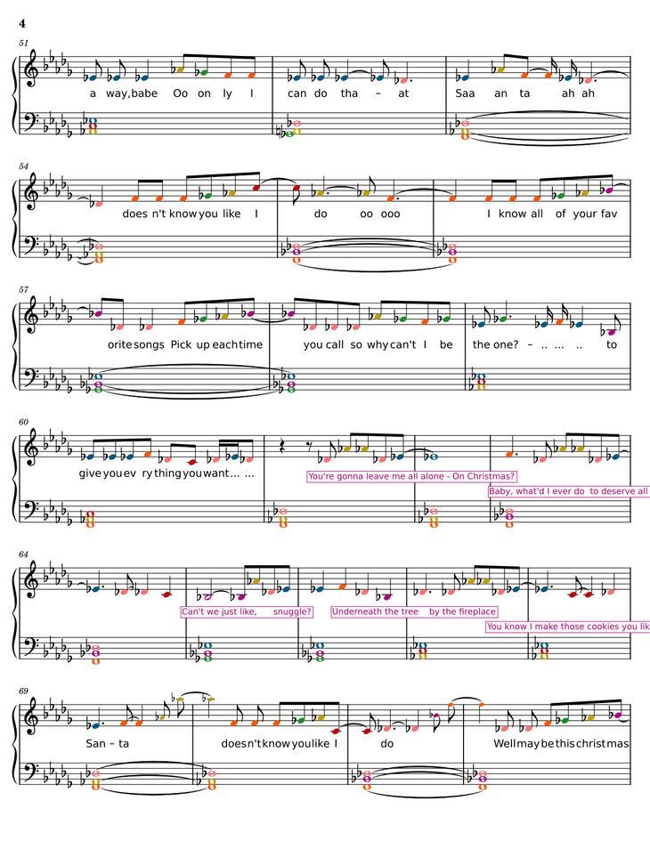 Page 4 of the piano sheet music PDF – Santa Doesn