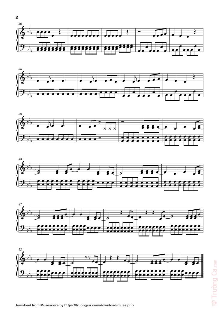 Page 2 of the piano sheet music PDF – Гимн Дахака Sheet Piano by RomeoMeD