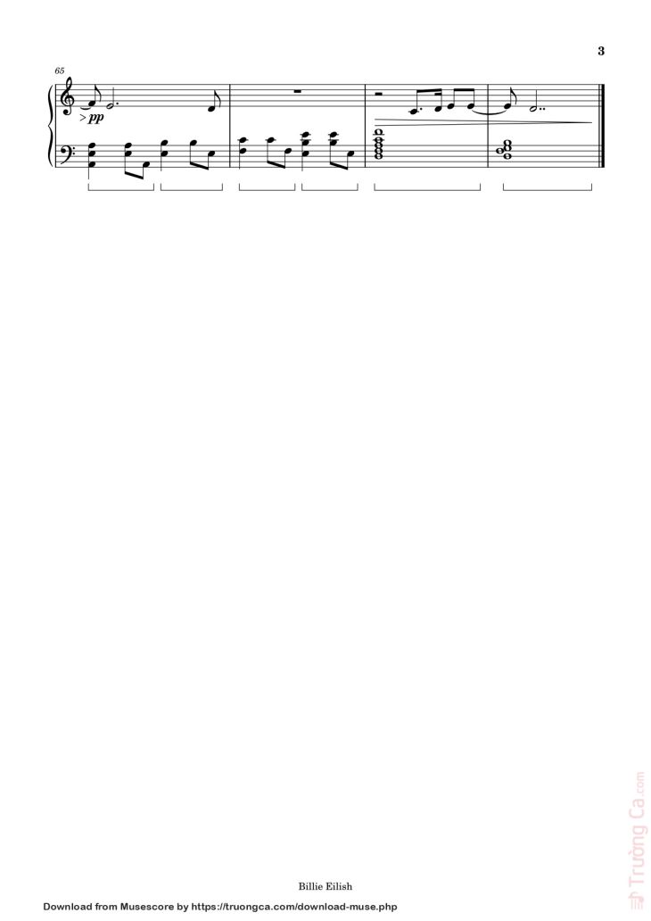 Page 3 of the piano sheet music PDF – What Was I Made For? Sheet Piano by Mattealee0011