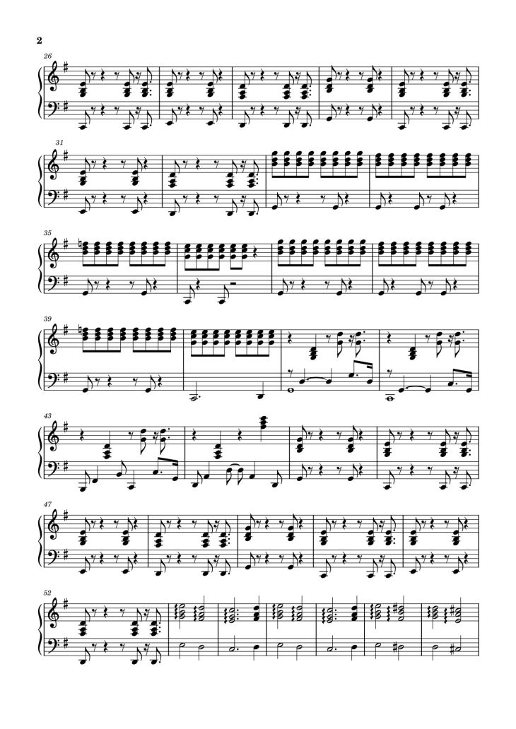 Page 2 of the piano sheet music PDF – Santa tell me piano by Do wm