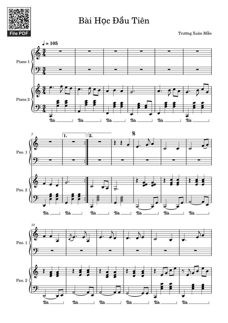 Page 1 of the piano sheet music PDF – Bài Học Đầu Tiên Sheet Piano by Netvn21062022