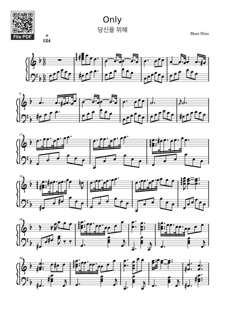 Page 1 of the piano sheet music PDF – Only – Lee hi Sheet Piano by Lul i just use this