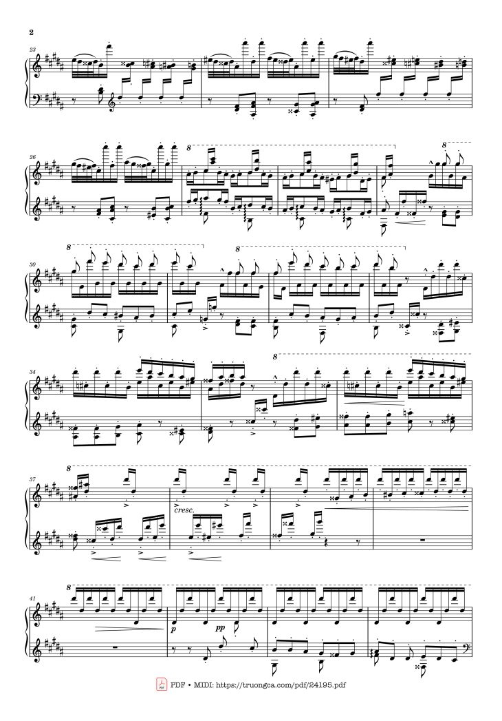 Page 2 of the piano sheet music PDF – Étude S. 141/3 in G♯ Minor La Campanella Sheet Piano by Franz Liszt