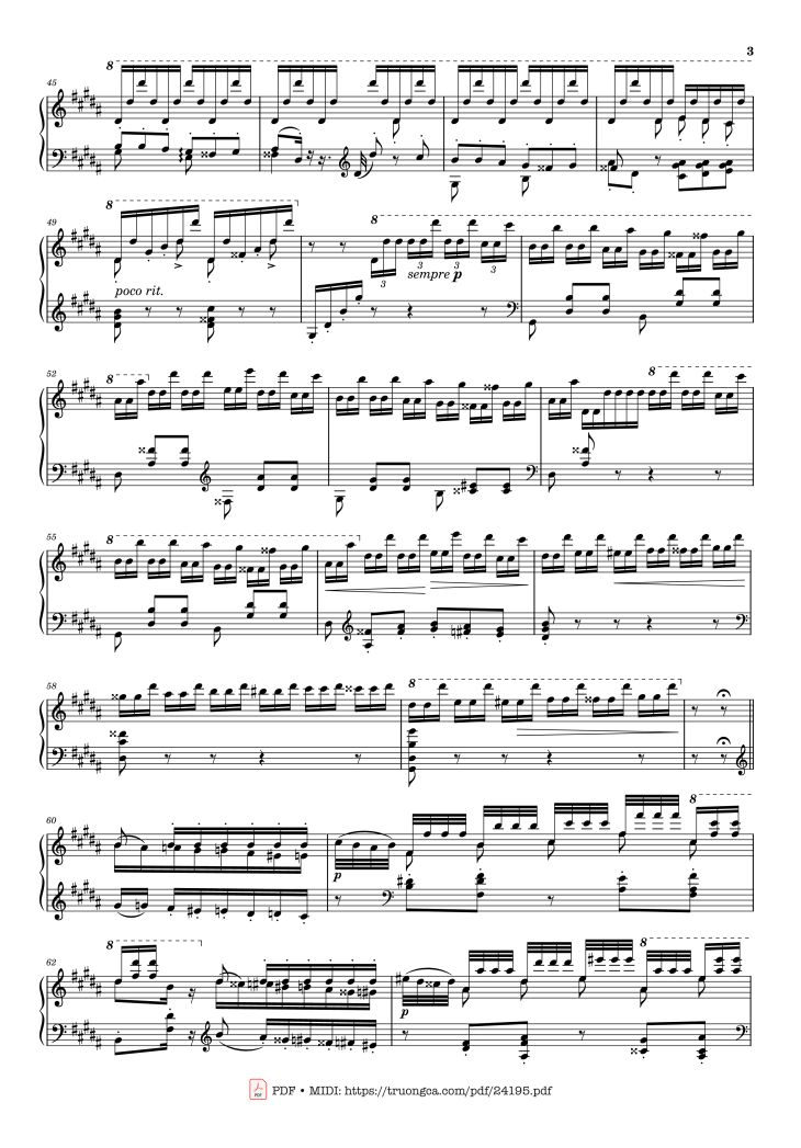 Page 3 of the piano sheet music PDF – Étude S. 141/3 in G♯ Minor La Campanella Sheet Piano by Franz Liszt