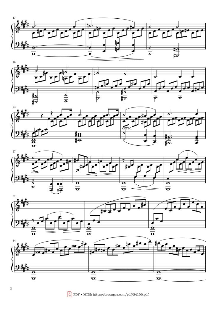 Page 2 of the piano sheet music PDF Piano – Sonate No. 14, Moonlight 1st Movement by Ludwig van Beethoven