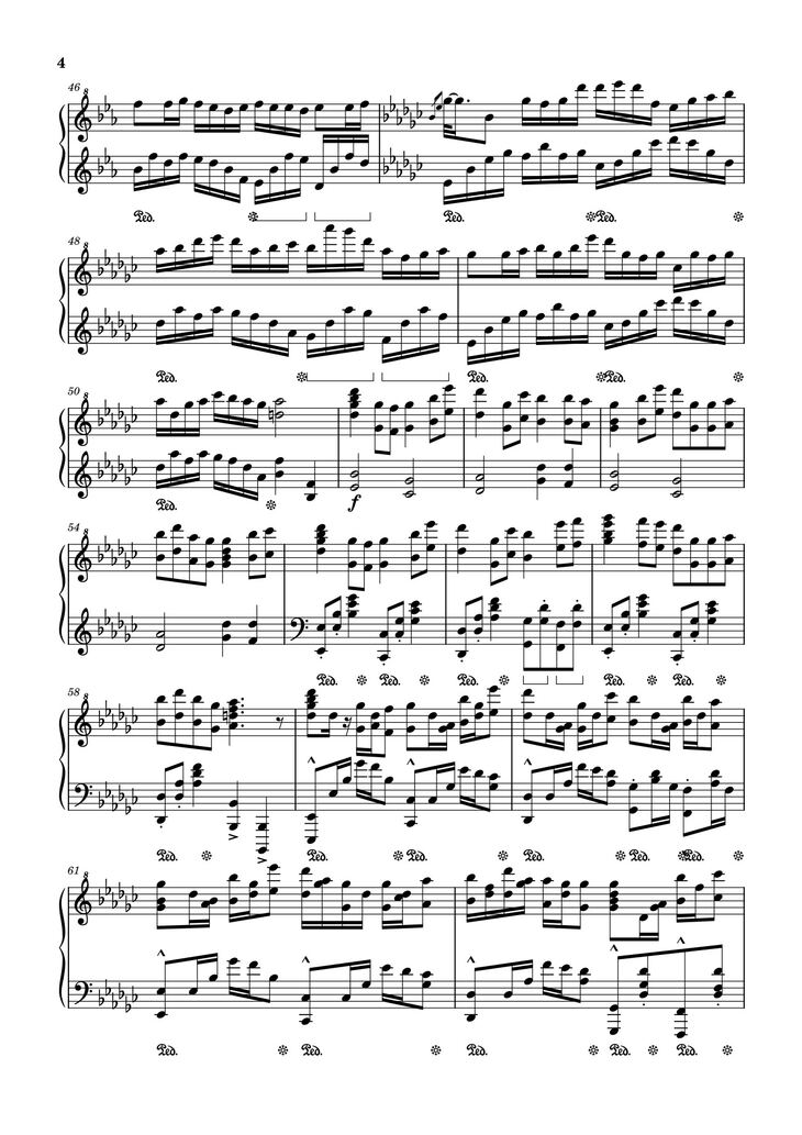 Page 4 of the piano sheet music PDF – Tada Koe Hitotsu Sheet Piano by All Might and Deku's Piano