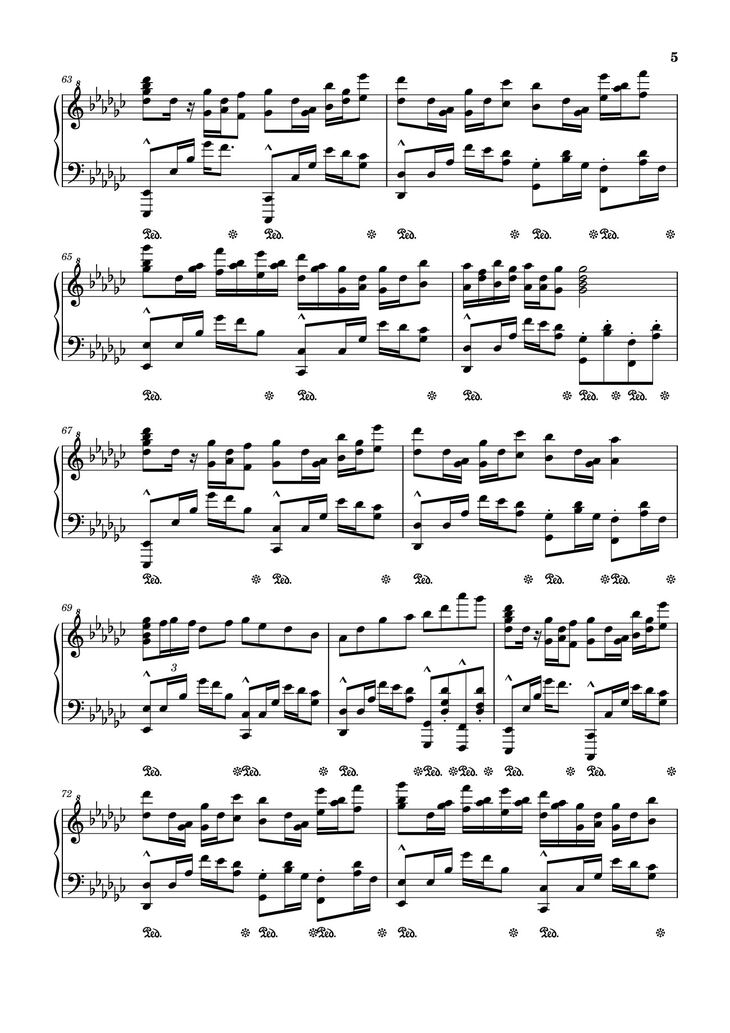 Page 5 of the piano sheet music PDF – Tada Koe Hitotsu Sheet Piano by All Might and Deku's Piano