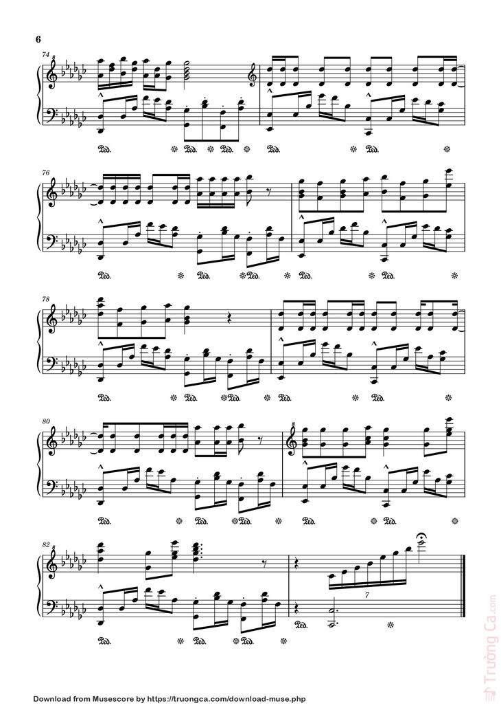 Page 6 of the piano sheet music PDF – Tada Koe Hitotsu Sheet Piano by All Might and Deku's Piano