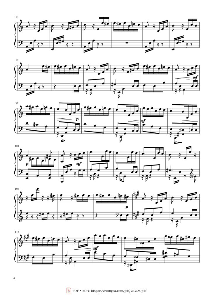 Page 4 of the piano sheet music PDF Piano – Happy Birthday Variations Sheet Piano by Piano Ninja