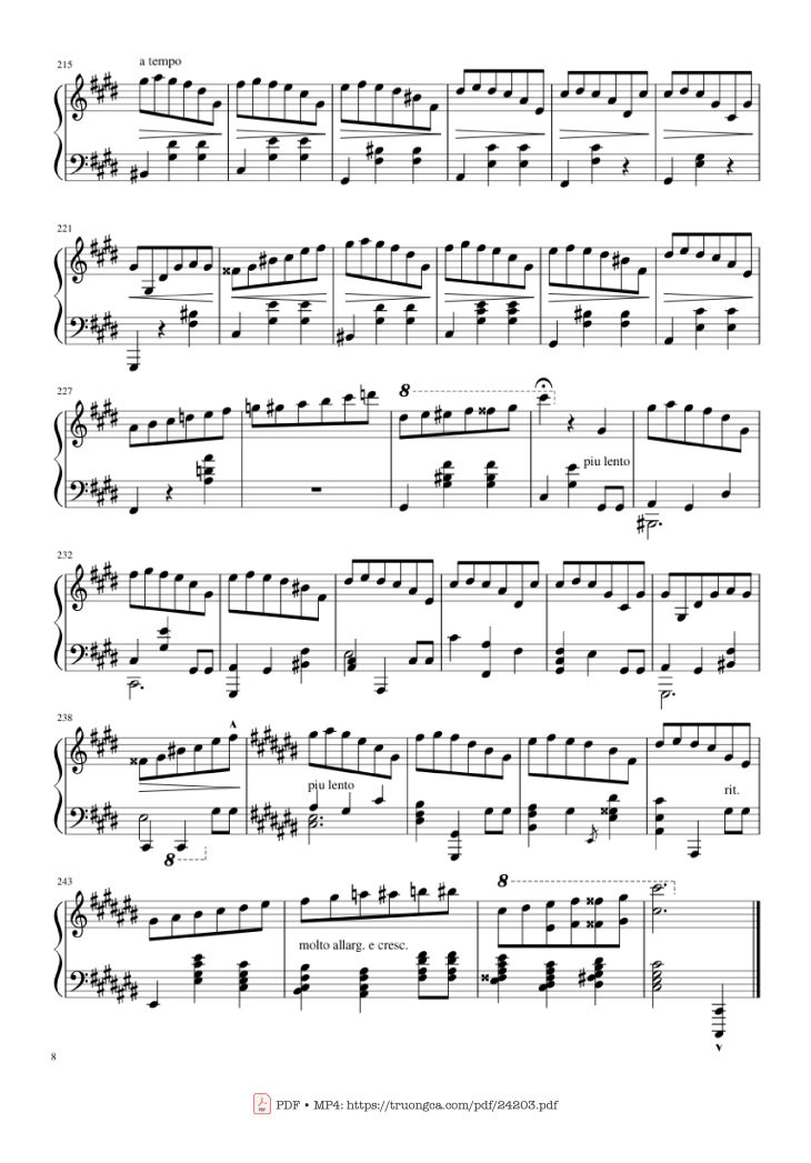 Page 8 of the piano sheet music PDF Piano – Happy Birthday Variations Sheet Piano by Piano Ninja