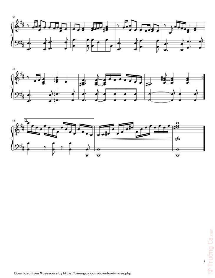 Page 3 of the piano sheet music PDF – Beethoven Virus OST (Passion) Sheet Piano by Vũ Dũng