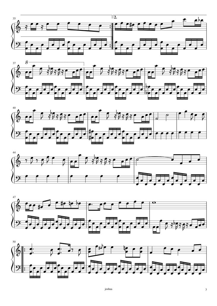 Page 3 of the piano sheet music PDF – undertale lastbreath phase 3 Sheet Piano by Gmjlovely