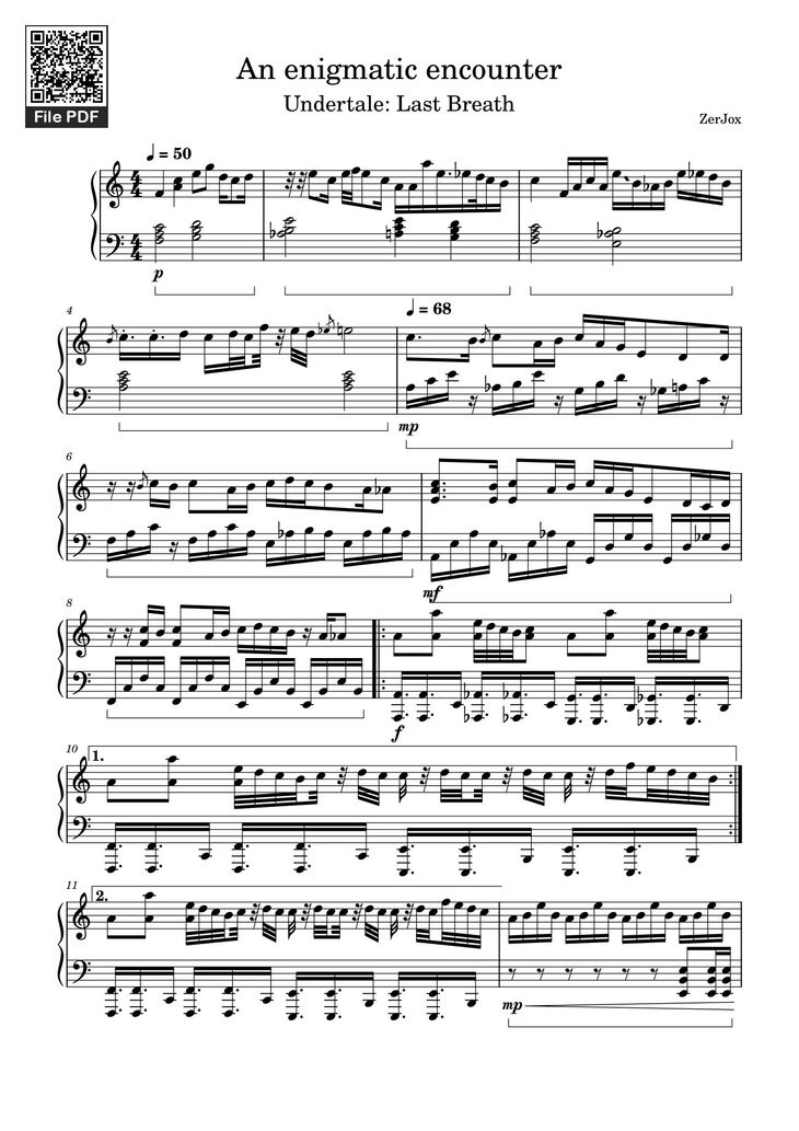 Page 1 of the piano sheet music PDF – An enigmatic encounter Sheet Piano by Mr.Sal