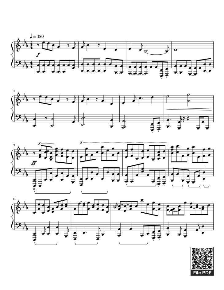 Page 1 of the piano sheet music PDF – Underverse OST - OVERWRITE [XChara's Theme] - NyxTheShield Sheet Piano by Unregistered_user