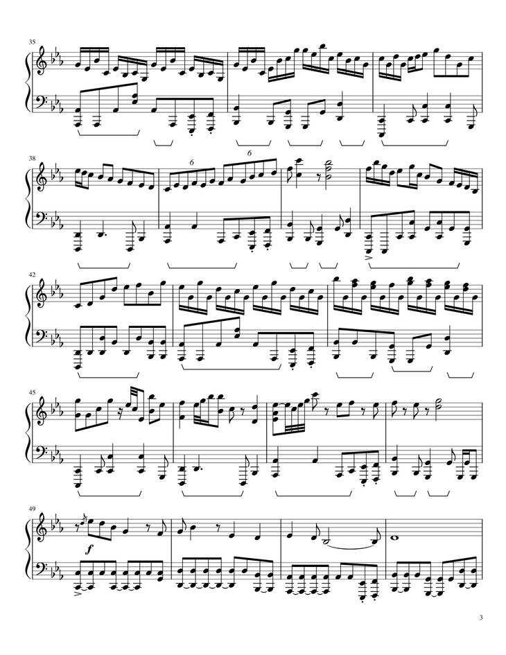 Page 3 of the piano sheet music PDF – Underverse OST - OVERWRITE [XChara's Theme] - NyxTheShield Sheet Piano by Unregistered_user