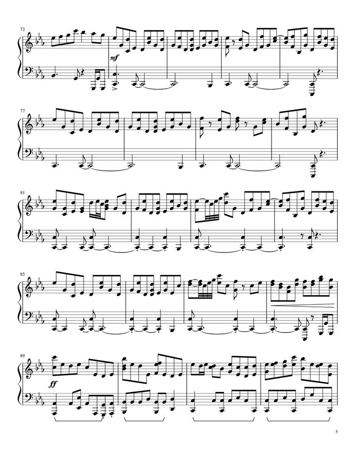Page 5 of the piano sheet music PDF – Underverse OST - OVERWRITE [XChara's Theme] - NyxTheShield Sheet Piano by Unregistered_user