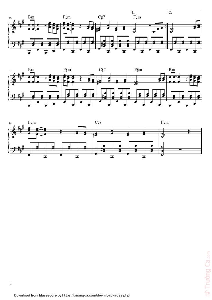 Page 2 of the piano sheet music PDF – Bella Ciao - Piano by Oui Bonsoir C'est Moi