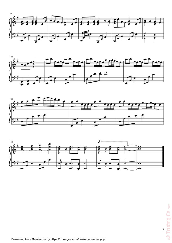 Page 5 of the piano sheet music PDF – Senbon Zakura Sheet Piano by Bigmath1