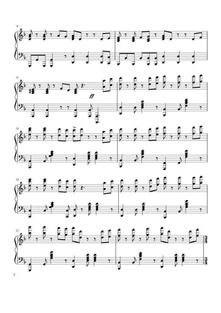 Page 2 of the piano sheet music PDF – Pirates of the Caribbean Sheet Piano by BarbossaThePianist