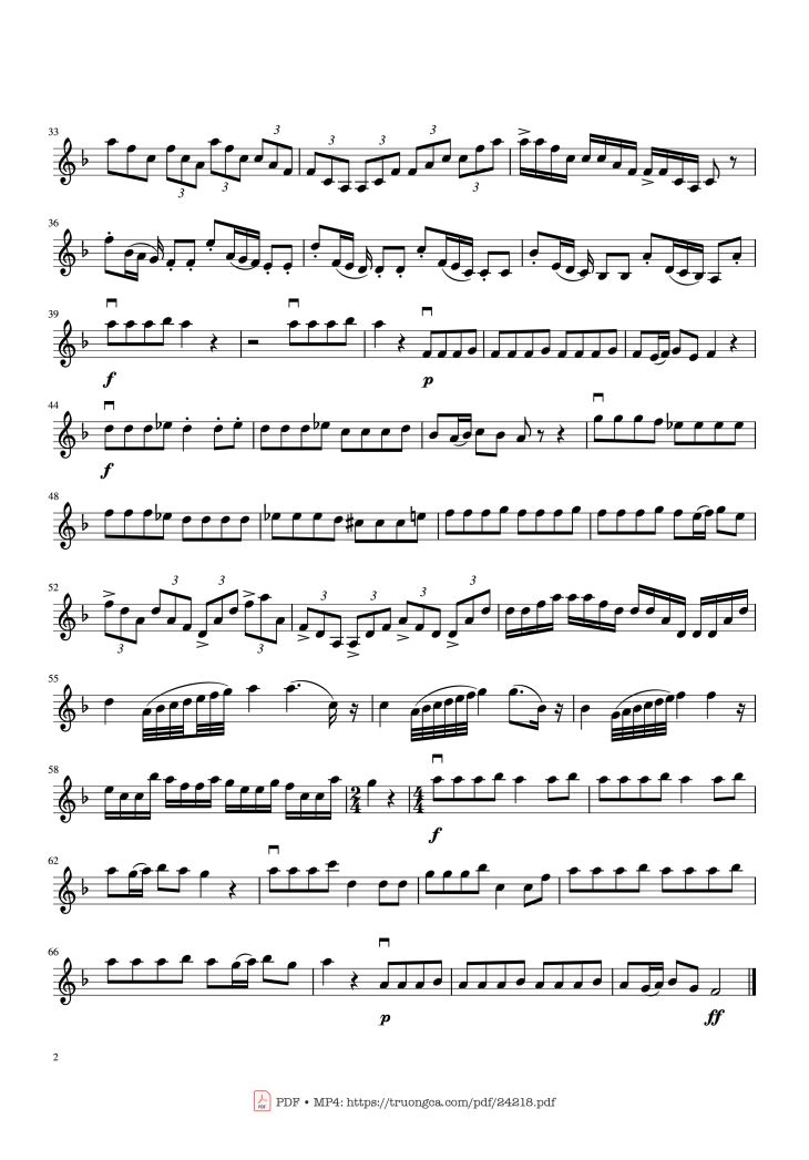 Page 2 of the piano sheet music PDF – Autumn, four seasons. A.Vivaldi Sheet Violin by Martinotin