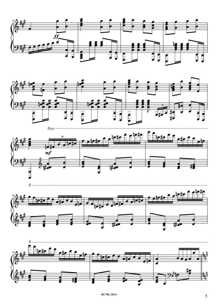 Page 5 of the piano sheet music PDF – Turkish March Sheet Piano by Ravllave