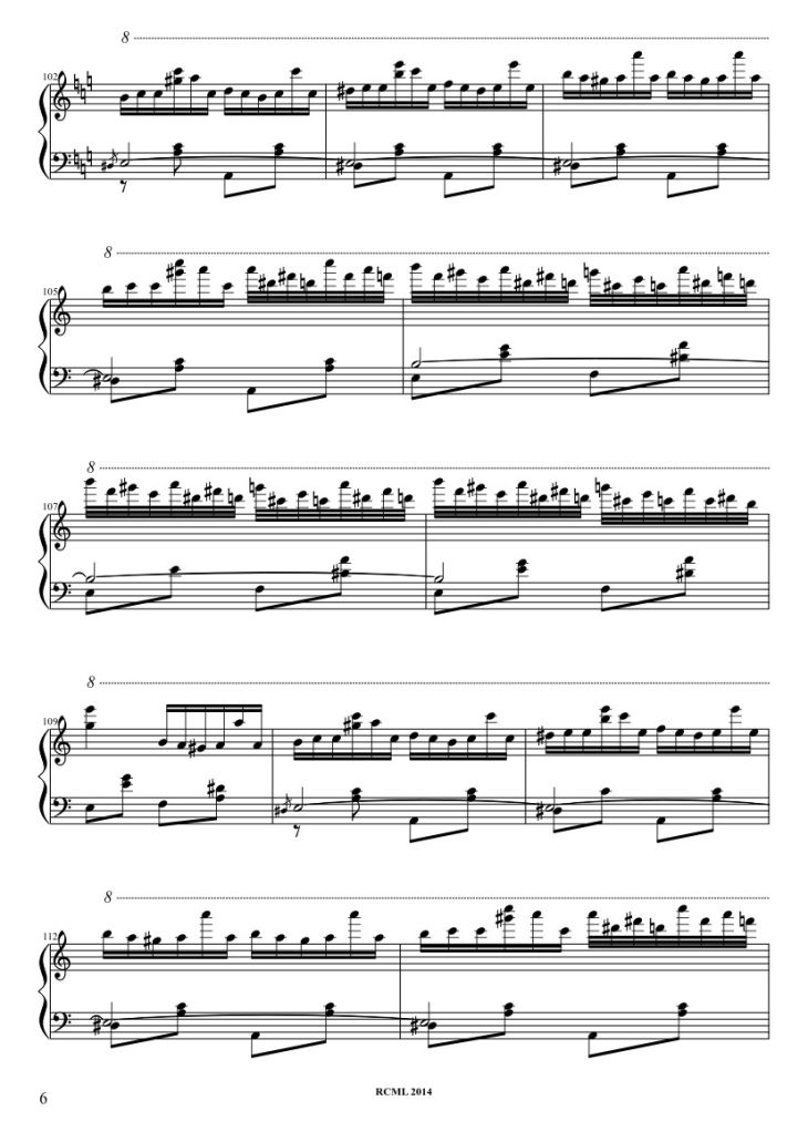 Page 6 of the piano sheet music PDF – Turkish March Sheet Piano by Ravllave